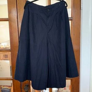 NWOT cotton linen cropped wide pants navy XL